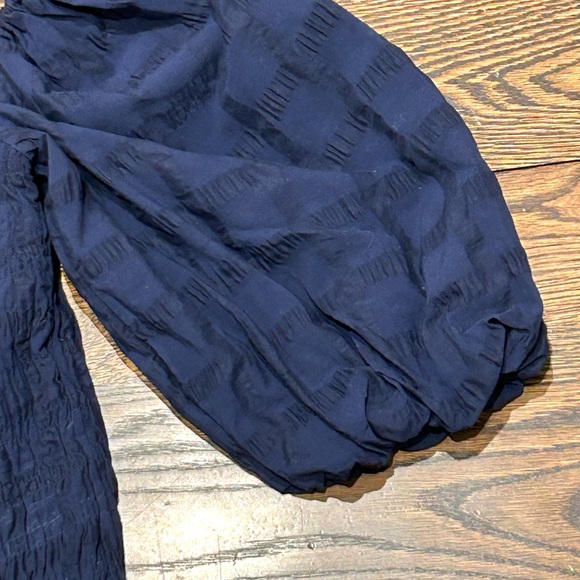 Anthropology Maeve Navy Puff Sleeve Smocked Top - Picture 3 of 8